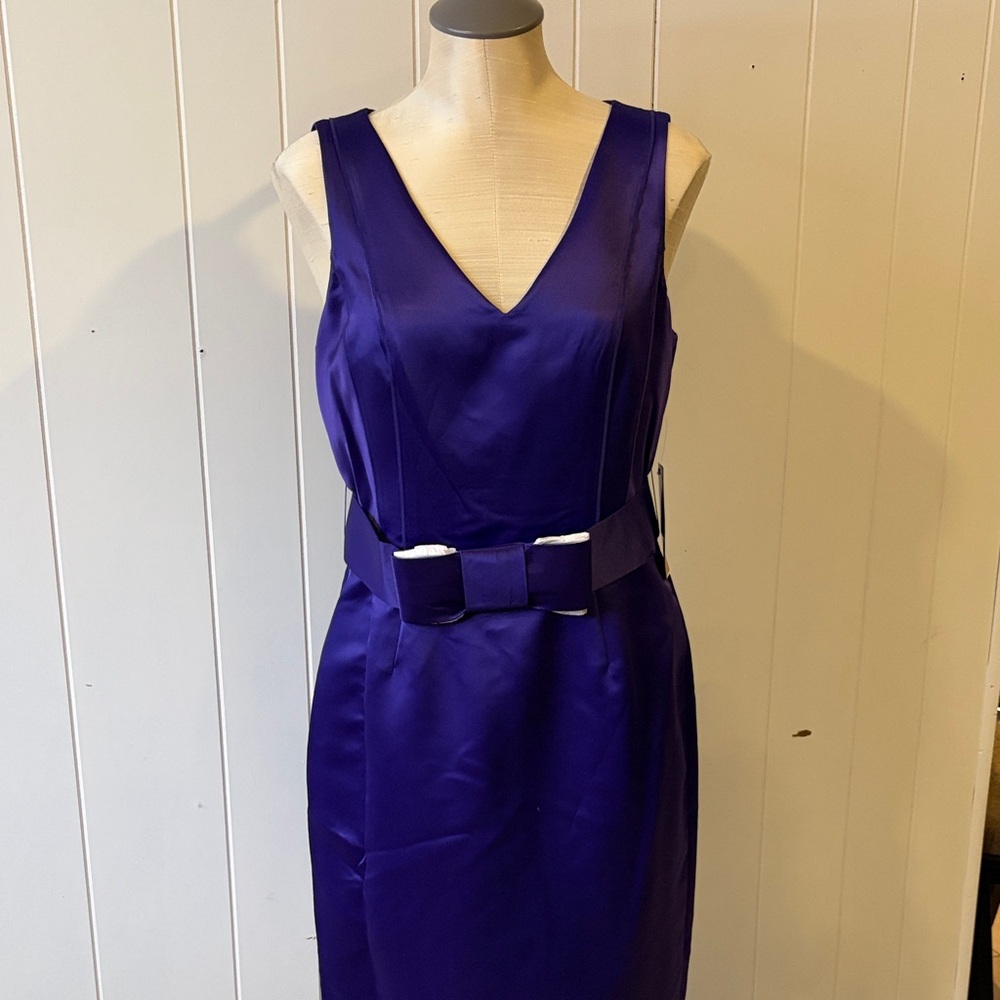 Nue by Shani Vibrant Purple Plum Midi Dress with Body Shaping Architecture